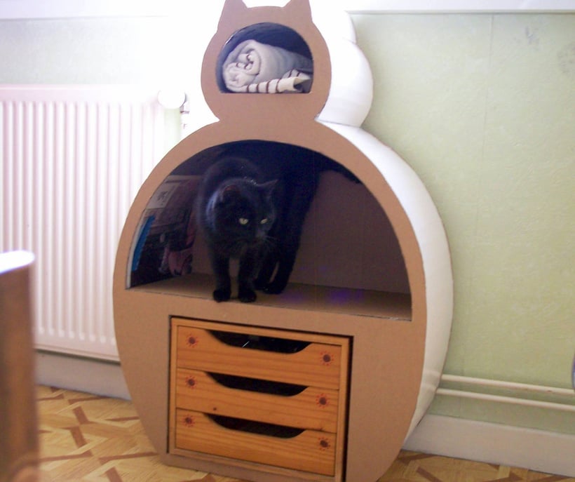 Niche pour chat, en carton brut 